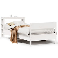 vidaXL Sängram utan madrass vit 90x190 cm massiv furu