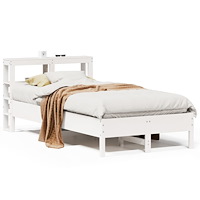 vidaXL Sängram utan madrass vit 75x190 cm massiv furu