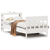 vidaXL Sängram utan madrass vit 90x200 cm massiv furu