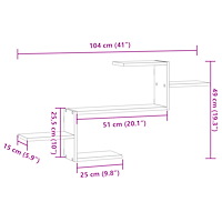 vidaXL Vägghylla rökfärgad ek 104x15x49 cm konstruerat trä