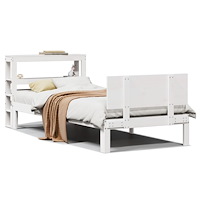 vidaXL Sängram med huvudgavel utan madrass vit 90x200 cm