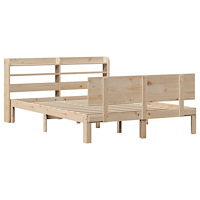 vidaXL Sängram med huvudgavel 135x190 cm massiv furu