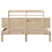 vidaXL Sängram med huvudgavel 135x190 cm massiv furu