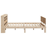 vidaXL Sängram med huvudgavel 135x190 cm massiv furu