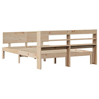 vidaXL Sängram med huvudgavel 135x190 cm massiv furu