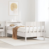 vidaXL Sängram utan madrass vit 75x190 cm massiv furu