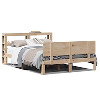 vidaXL Sängram med huvudgavel 140x190 cm massiv furu