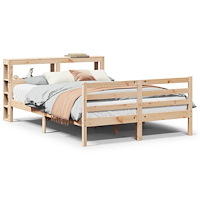 vidaXL Sängram med huvudgavel 140x190 cm massiv furu