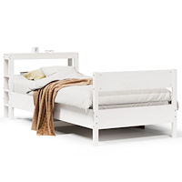 vidaXL Sängram utan madrass vit 75x190 cm massiv furu