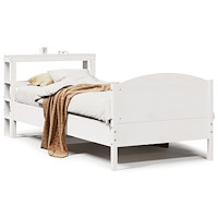 vidaXL Sängram utan madrass vit 90x190 cm massiv furu