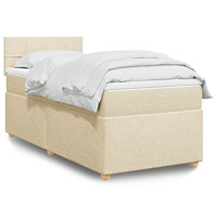 vidaXL Ramsäng med madrass gräddvit 90x200 cm tyg