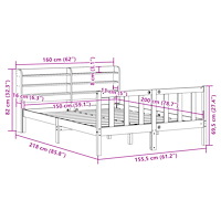 vidaXL Sängram utan madrass 150x200 cm massiv furu