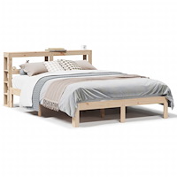 vidaXL Sängram med huvudgavel 140x190 cm massiv furu