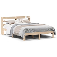 vidaXL Sängram med huvudgavel 120x190 cm massiv furu