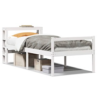 vidaXL Seniorsäng med sänggavel vit 75x190 cm massiv furu