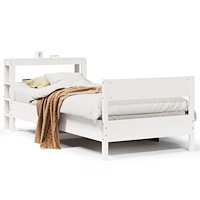 vidaXL Sängram utan madrass vit 90x200 cm massiv furu