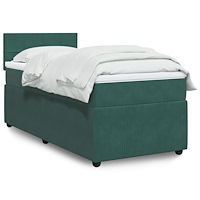 vidaXL Ramsäng med madrass mörkgrön 90x190 cm sammet