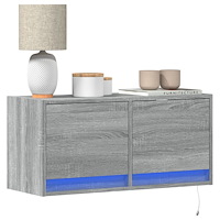 vidaXL Väggmonterad tv-bänk LED grå sonoma 80x31x35 cm