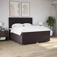 vidaXL Ramsäng med madrass mörkbrun 180x200 cm tyg