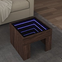 vidaXL Soffbord med Infinity LEDs brun ek 40x40x30 cm