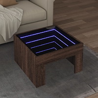 vidaXL Soffbord med Infinity LEDs brun ek 50x50x30 cm