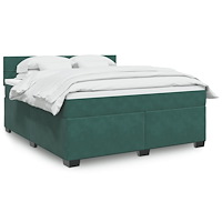 vidaXL Ramsäng med madrass mörkgrön 180x200 cm sammet