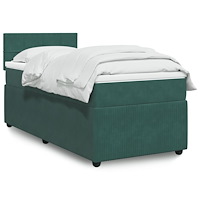 vidaXL Ramsäng med madrass mörkgrön 90x190 cm sammet