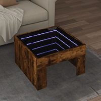 vidaXL Soffbord med Infinity LEDs rökfärgad ek 50x50x30 cm