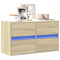 vidaXL Väggmonterad tv-bänk LEDs sonoma-ek 80x31x45 cm