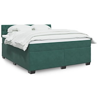 vidaXL Ramsäng med madrass mörkgrön 180x200 cm sammet