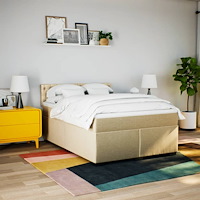 vidaXL Ramsäng med madrass gräddvit 180x200 cm tyg