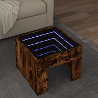 vidaXL Soffbord med Infinity LEDs rökfärgad ek 40x40x30 cm