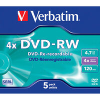 VERBATIM DVD-RW 4,7GB 4x 5-pack