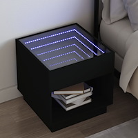 vidaXL Sängbord med Infinity LEDs svart 50x50x50 cm