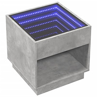 vidaXL Sängbord med Infinity LEDs betonggrå 50x50x50 cm