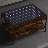 vidaXL Soffbord med Infinity LEDs rökfärgad ek 70x50x38 cm
