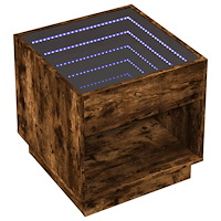 vidaXL Soffbord med Infinity LEDs rökfärgad ek 50x50x50 cm