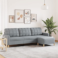 vidaXL 3-sitssoffa med fotpall ljusgrå 210 cm tyg