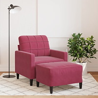 vidaXL Fåtölj med fotpall vinröd 60 cm sammet