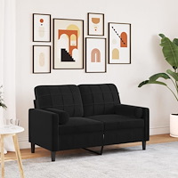 vidaXL 2-sitssoffa med prydnadskuddar svart 120 cm sammet