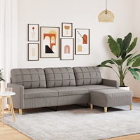 vidaXL 3-sitssoffa med fotpall Taupe 210 cm tyg