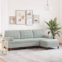 vidaXL 3-sitssoffa med fotpall ljusgrå 210 cm sammet