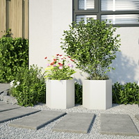 vidaXL Odlingslådor 2 st vit sexkantig 46x40x45 cm stål