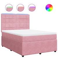 vidaXL Ramsäng med madrass rosa 140x200 cm sammet