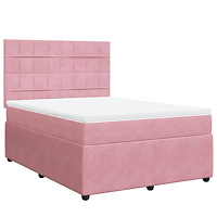 vidaXL Ramsäng med madrass rosa 140x200 cm sammet