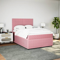 vidaXL Ramsäng med madrass rosa 140x200 cm sammet