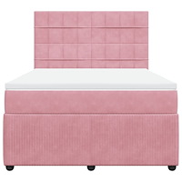 vidaXL Ramsäng med madrass rosa 140x200 cm sammet