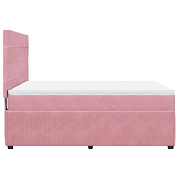 vidaXL Ramsäng med madrass rosa 140x200 cm sammet