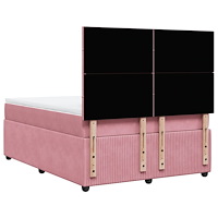 vidaXL Ramsäng med madrass rosa 140x200 cm sammet