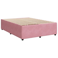 vidaXL Ramsäng med madrass rosa 140x200 cm sammet